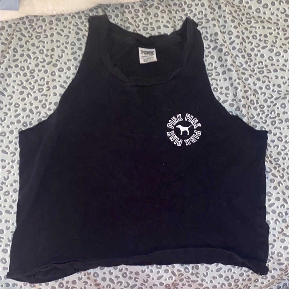 PINK Victoria's Secret Black Crop Tank Top